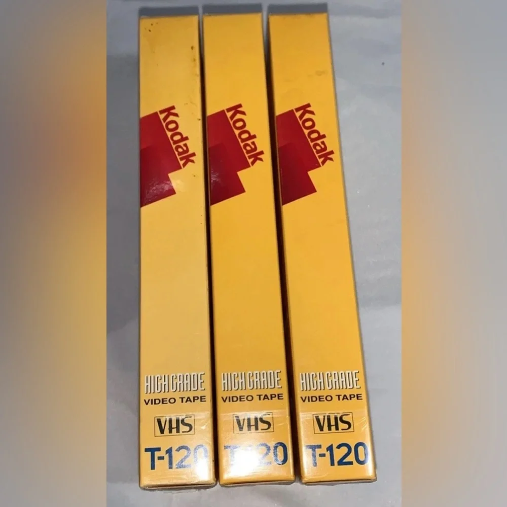 3 NEW T-120 High Grade Blank Kodak VHS Video Tapes 18 hours recording time